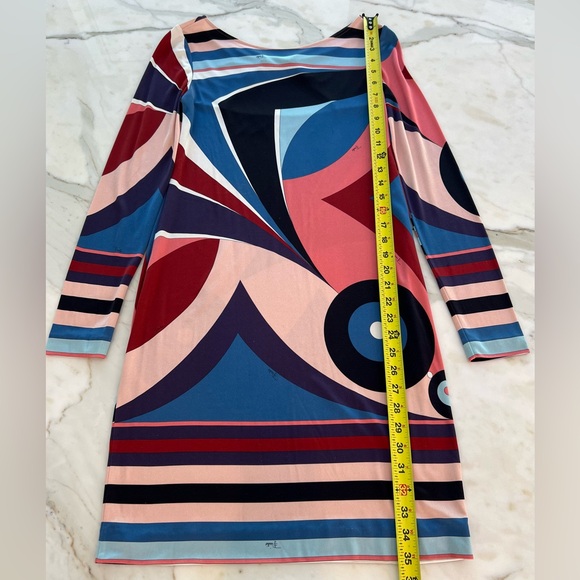 EMILIO PUCCI BLUE MULTI BACK BUCKLE DRESS SIZE IT 42 / US 8 - Picture 13 of 17